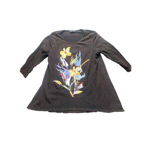 Katharina Marie Shirt Womens Large Long Sleeve Tunic Blouse Paint‎ Art Flower